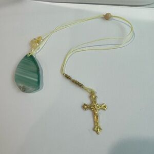 Green yellow  and Gold Cross Pendant bookmark